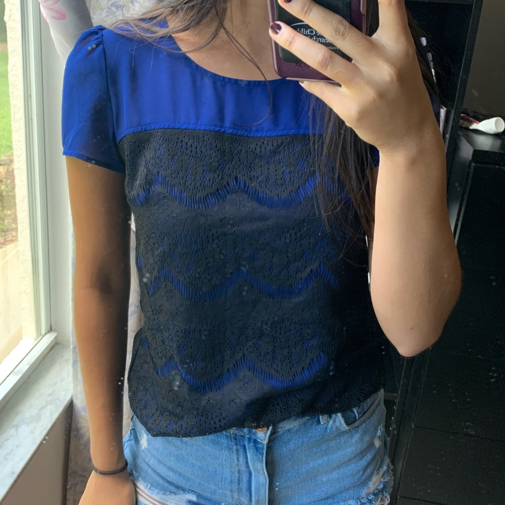 INC lace underlay blouse top